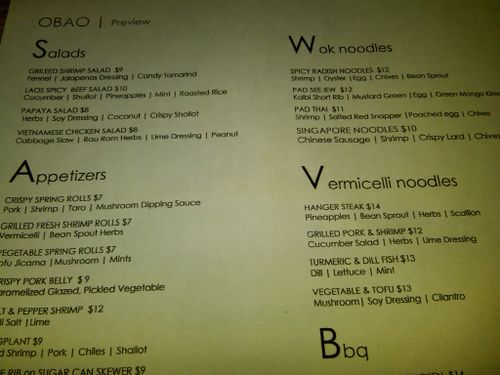 OBAO Menu