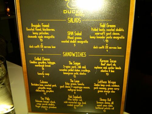 Ducks Menu