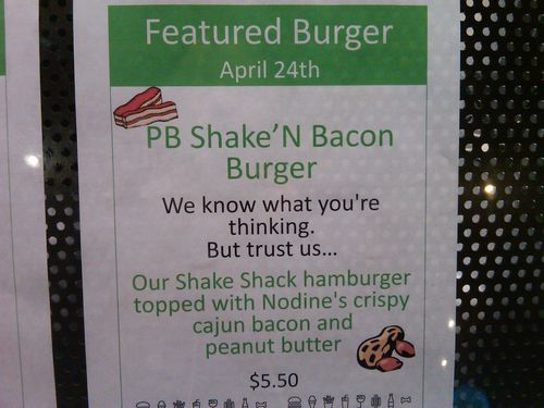 Shake Shack PB Bacon Burger sign
