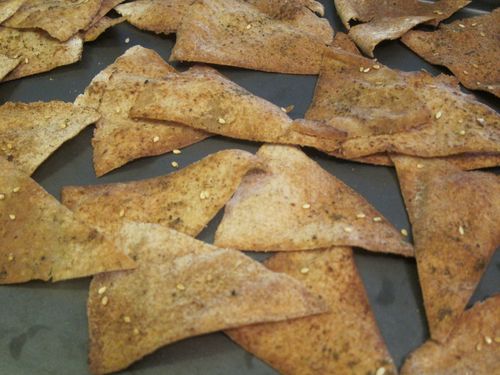 Pita chips post bake close