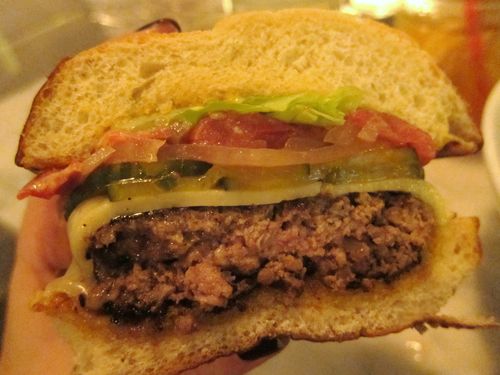 Three Hens burger inside