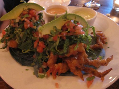 Mole softshell crab tacos