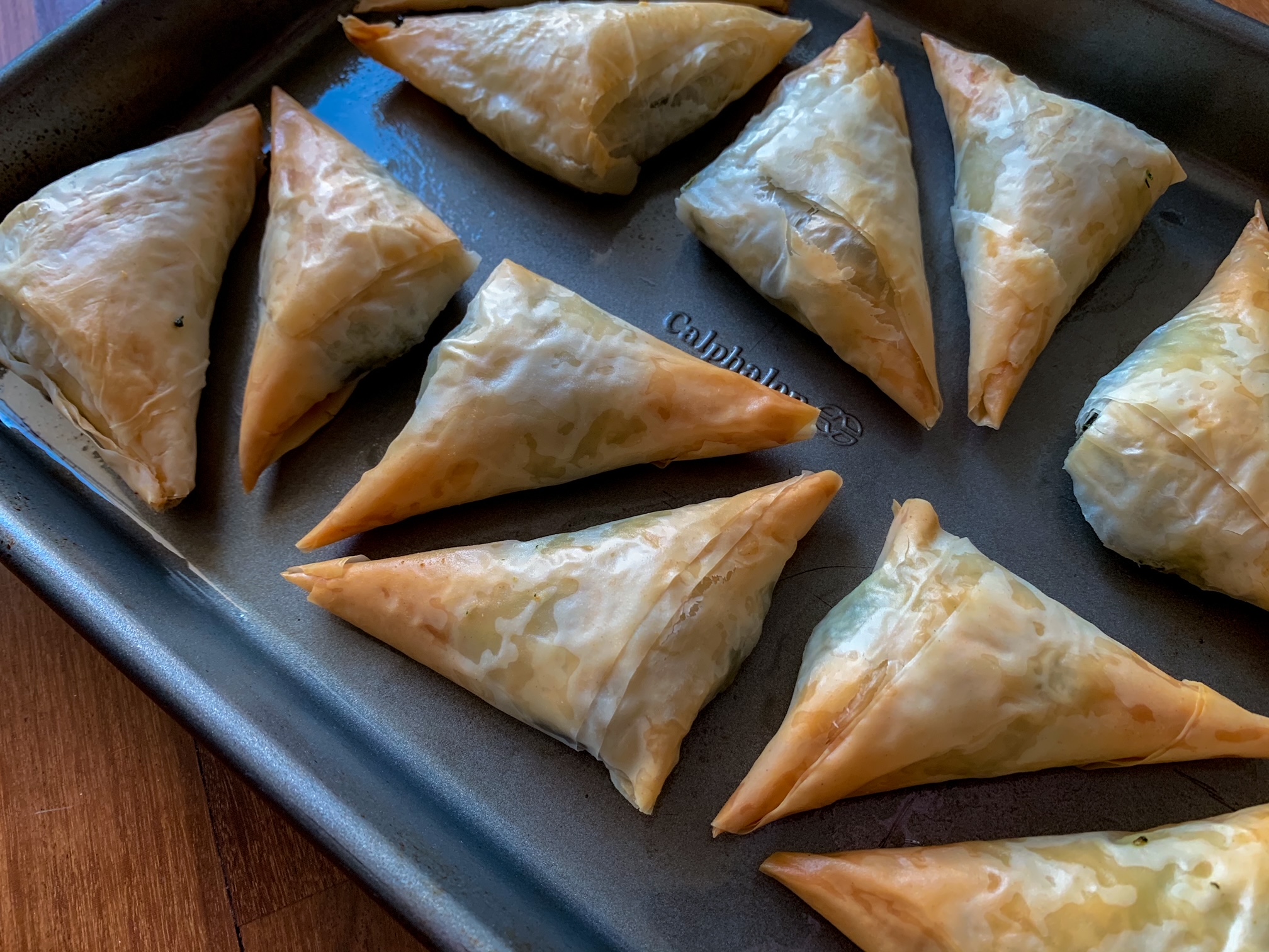air fryer spanakopita phyllo spinach feta Greek easy elegant party